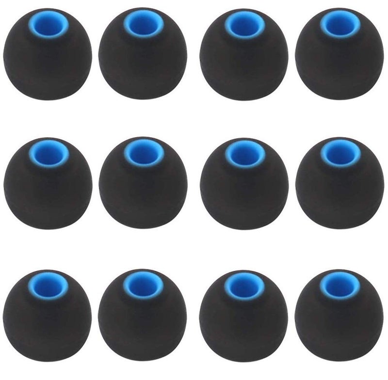 BLLQ 12PCS Medium Size Replacement Ear Tips Earbuds Eartips Ear Cap Ear Bud Tip Compatible with Sony WF-1000XM4,Powerbeats Pro, BeatsX & Other Inner Hole 3.8mm Earbud in-Ear Headphones,Black-Blue,M